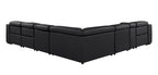 Global United 1224BK-7PC 7 pc DivanItalia black italian leather power reclining sectional sofa power adjustable headrests