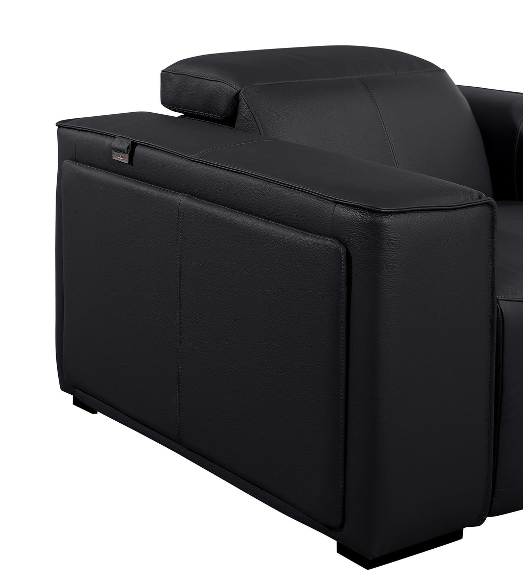 Global United 1224BK-7PC 7 pc DivanItalia black italian leather power reclining sectional sofa power adjustable headrests