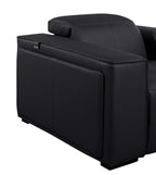 Global United 1224BK-7PC 7 pc DivanItalia black italian leather power reclining sectional sofa power adjustable headrests