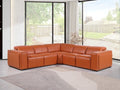 Global United DivanItalia Camel Italian Leather 5-Piece Power Reclining Sectional Sofa with Power Adjustable Headrests – 1224CM-5PC