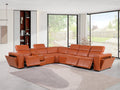 Global United 1224CM-7PC 7 pc DivanItalia camel italian leather power reclining sectional sofa power adjustable headrests