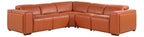 Global United DivanItalia Camel Italian Leather 5-Piece Power Reclining Sectional Sofa with Power Adjustable Headrests – 1224CM-5PC