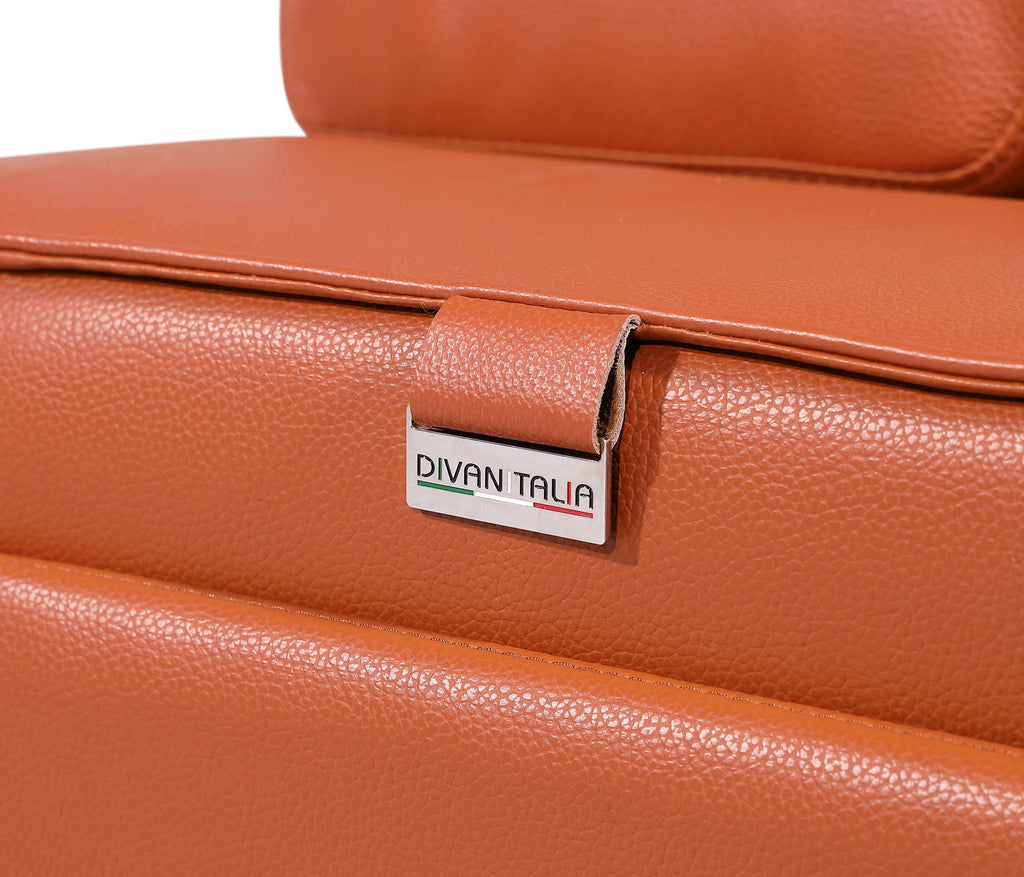 Global United DivanItalia Camel Italian Leather 5-Piece Power Reclining Sectional Sofa with Power Adjustable Headrests – 1224CM-5PC