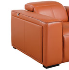 Global United DivanItalia Camel Italian Leather 5-Piece Power Reclining Sectional Sofa with Power Adjustable Headrests – 1224CM-5PC