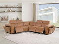 Global United 1224CG-5PC 5 pc DivanItalia cognac italian leather power reclining sectional sofa power adjustable headrests
