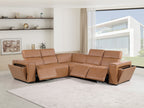 Global United 1224CG-5PC 5 pc DivanItalia cognac italian leather power reclining sectional sofa power adjustable headrests
