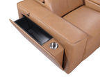 Global United 1224CG-5PC 5 pc DivanItalia cognac italian leather power reclining sectional sofa power adjustable headrests