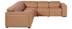Global United 1224CG-5PC 5 pc DivanItalia cognac italian leather power reclining sectional sofa power adjustable headrests