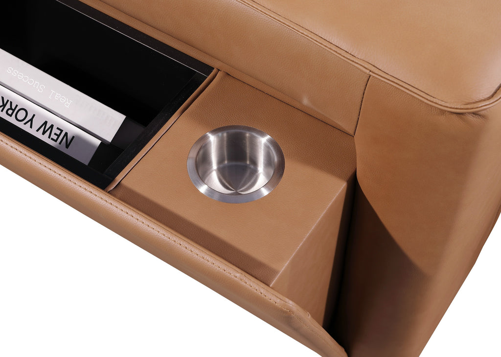 Global United 1224CG-5PC 5 pc DivanItalia cognac italian leather power reclining sectional sofa power adjustable headrests