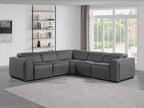 Global United 1224DG-5PC 5 pc DivanItalia dark grey italian leather power reclining sectional sofa power adjustable headrests