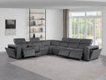 Global United 1224DG-7PC 7 pc DivanItalia dark grey italian leather power reclining sectional sofa power adjustable headrests