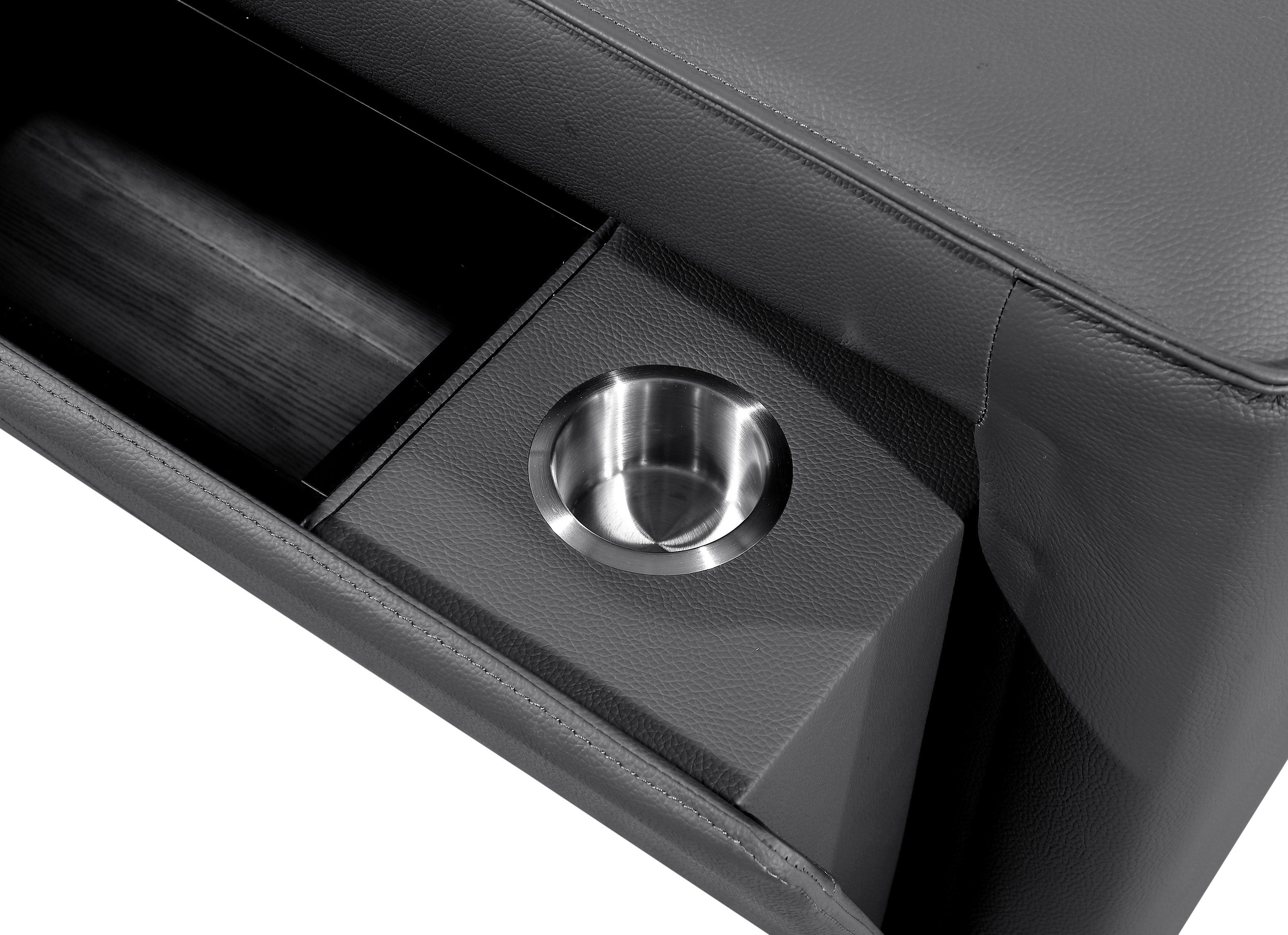 Global United 1224DG-5PC 5 pc DivanItalia dark grey italian leather power reclining sectional sofa power adjustable headrests