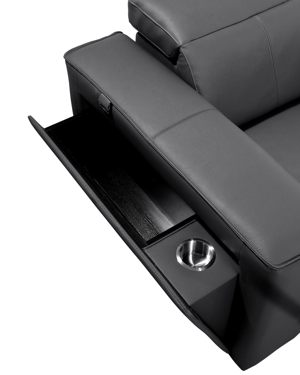 Global United 1224DG-5PC 5 pc DivanItalia dark grey italian leather power reclining sectional sofa power adjustable headrests