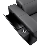 Global United 1224DG-5PC 5 pc DivanItalia dark grey italian leather power reclining sectional sofa power adjustable headrests