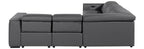 Global United 1224DG-5PC 5 pc DivanItalia dark grey italian leather power reclining sectional sofa power adjustable headrests