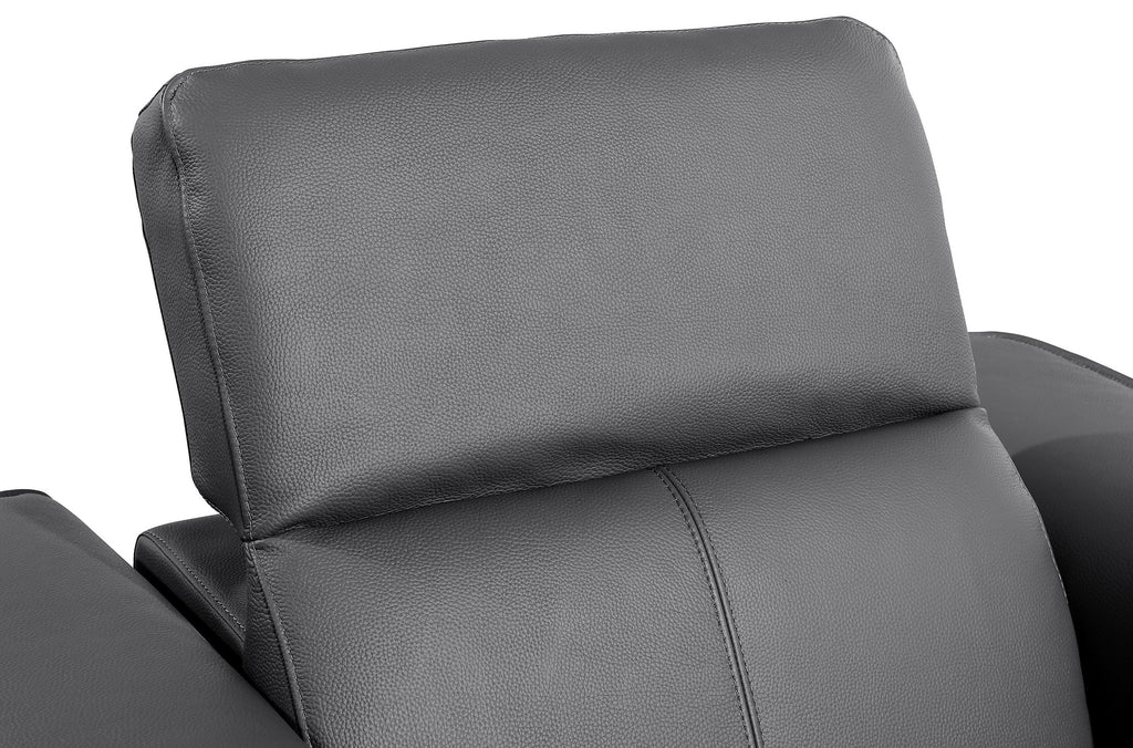 Global United 1224DG-5PC 5 pc DivanItalia dark grey italian leather power reclining sectional sofa power adjustable headrests