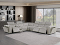 Global United 1224LG-7PC 7 pc DivanItalia light grey italian leather power reclining sectional sofa power adjustable headrests