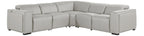 Global United DivanItalia Light Grey Italian Leather 5-Piece Power Reclining Sectional Sofa with Power Adjustable Headrests – 1224LG-5PC