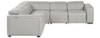 Global United DivanItalia Light Grey Italian Leather 5-Piece Power Reclining Sectional Sofa with Power Adjustable Headrests – 1224LG-5PC