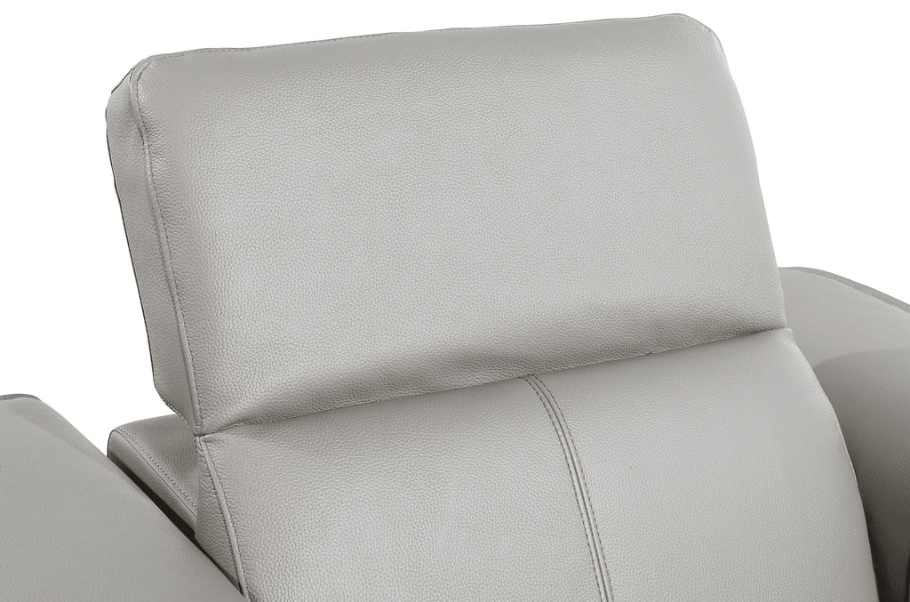 Global United DivanItalia Light Grey Italian Leather 5-Piece Power Reclining Sectional Sofa with Power Adjustable Headrests – 1224LG-5PC