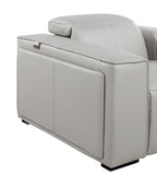Global United DivanItalia Light Grey Italian Leather 5-Piece Power Reclining Sectional Sofa with Power Adjustable Headrests – 1224LG-5PC