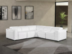 Global United 1224WH-5PC 5 pc DivanItalia white italian leather power reclining sectional sofa power adjustable headrests