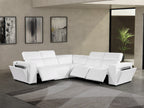 Global United 1224WH-5PC 5 pc DivanItalia white italian leather power reclining sectional sofa power adjustable headrests