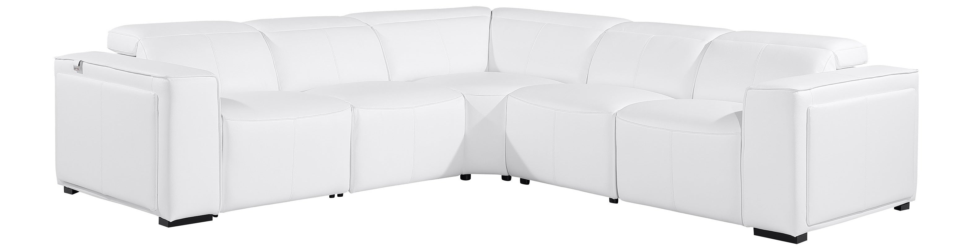 Global United 1224WH-5PC 5 pc DivanItalia white italian leather power reclining sectional sofa power adjustable headrests