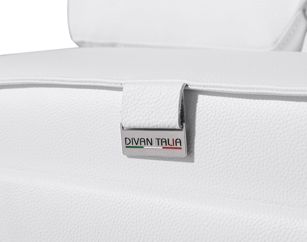 Global United 1224WH-5PC 5 pc DivanItalia white italian leather power reclining sectional sofa power adjustable headrests