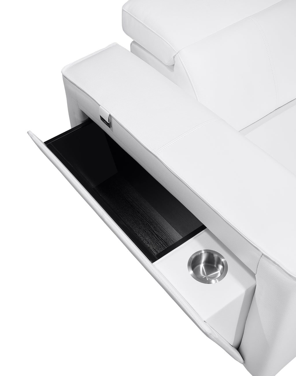 Global United 1224WH-5PC 5 pc DivanItalia white italian leather power reclining sectional sofa power adjustable headrests