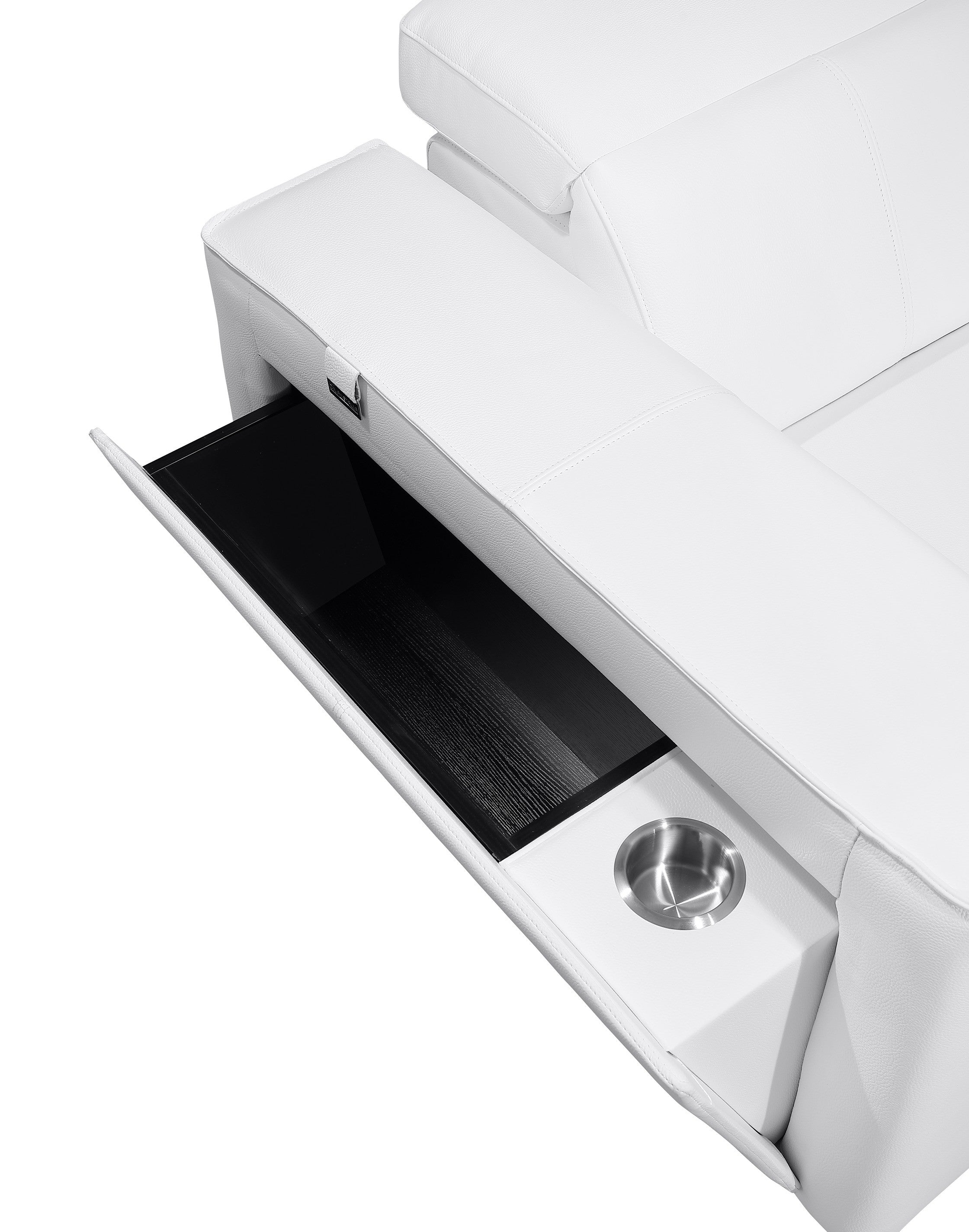 Global United 1224WH-5PC 5 pc DivanItalia white italian leather power reclining sectional sofa power adjustable headrests