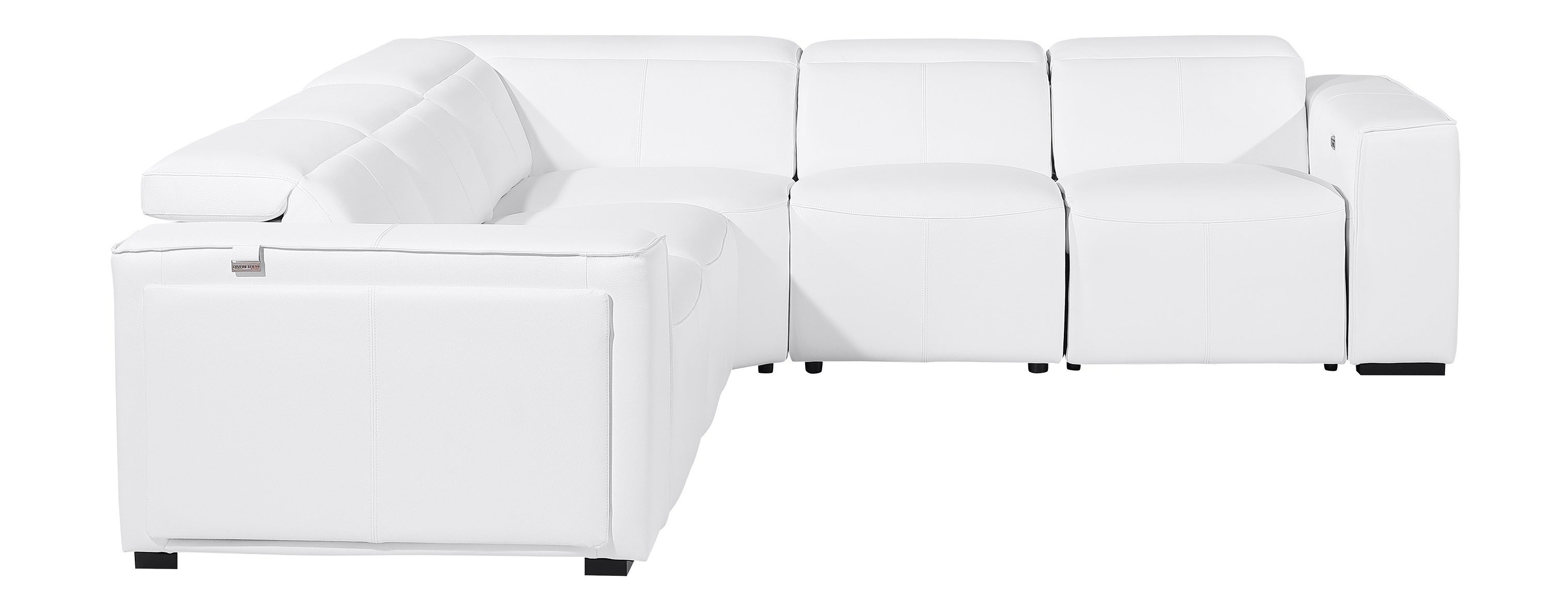 Global United 1224WH-5PC 5 pc DivanItalia white italian leather power reclining sectional sofa power adjustable headrests