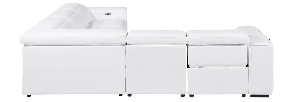 Global United 1224WH-5PC 5 pc DivanItalia white italian leather power reclining sectional sofa power adjustable headrests