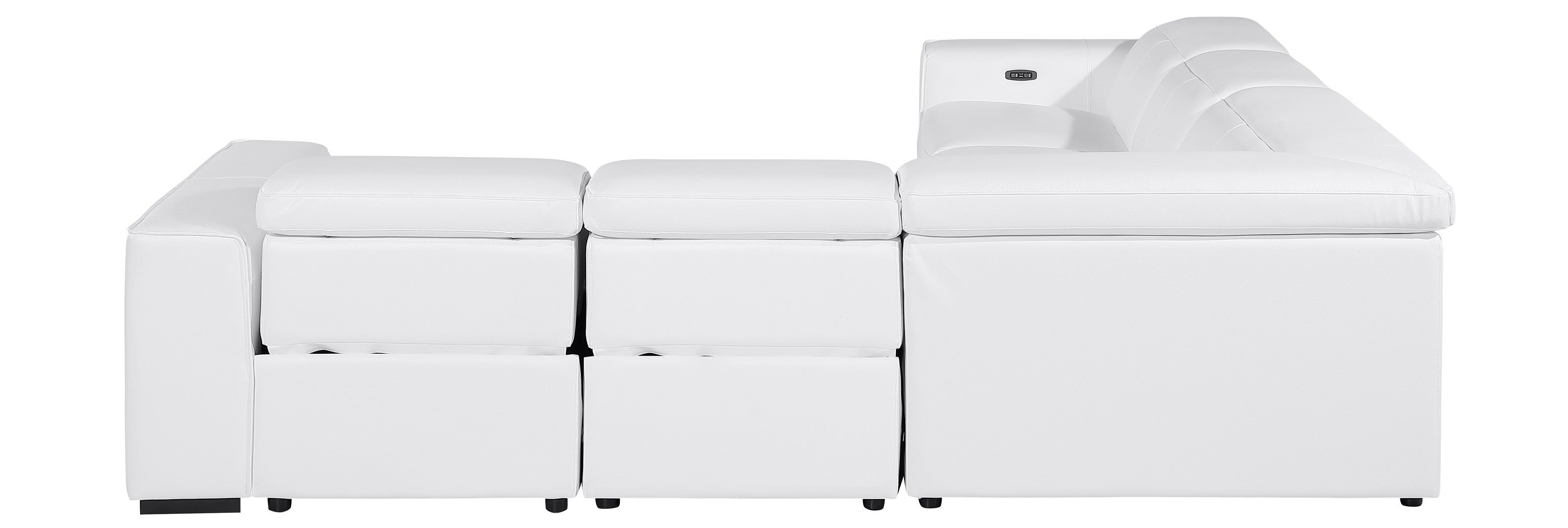 Global United 1224WH-5PC 5 pc DivanItalia white italian leather power reclining sectional sofa power adjustable headrests