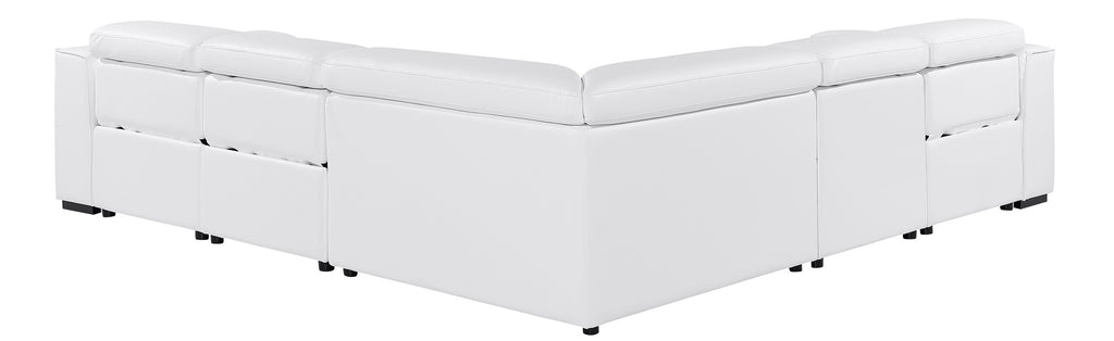 Global United 1224WH-5PC 5 pc DivanItalia white italian leather power reclining sectional sofa power adjustable headrests