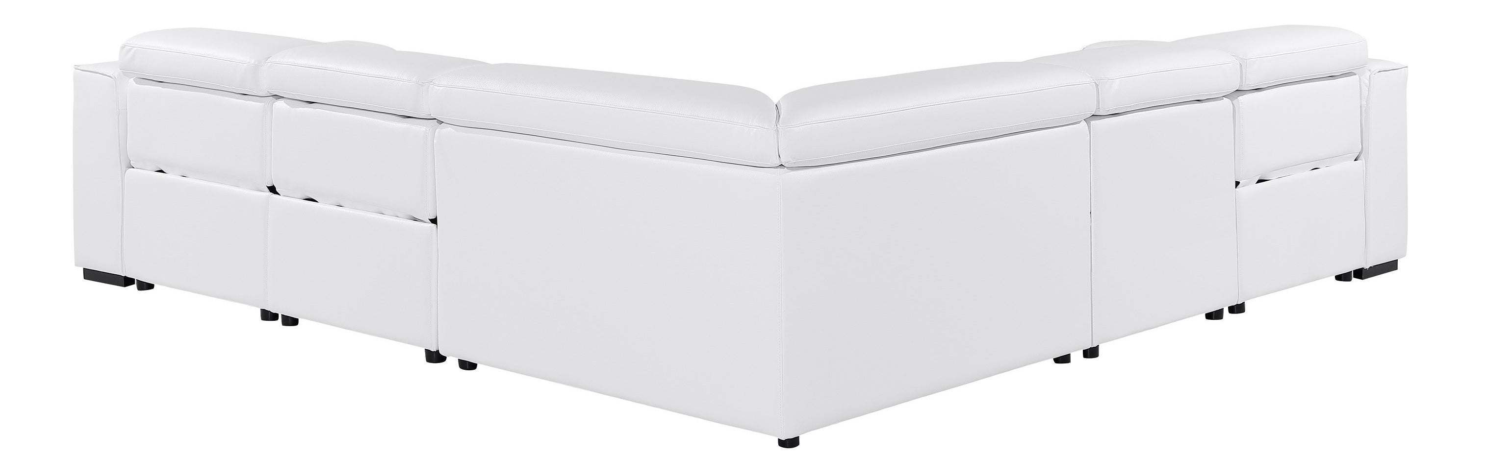 Global United 1224WH-5PC 5 pc DivanItalia white italian leather power reclining sectional sofa power adjustable headrests