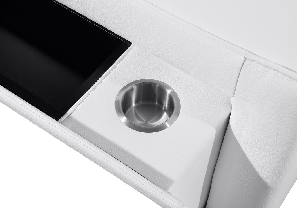 Global United 1224WH-5PC 5 pc DivanItalia white italian leather power reclining sectional sofa power adjustable headrests