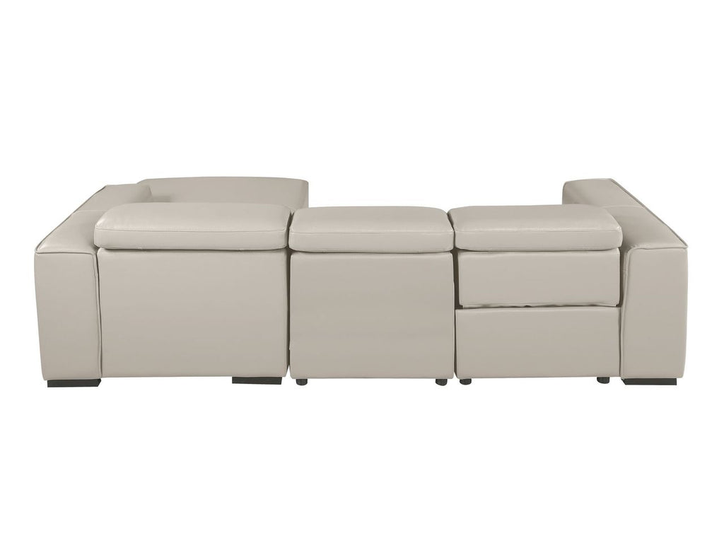 DivanItalia Beige Italian Leather 3-Piece Power Reclining Sectional with Chaise – 1224BG-3PC-CH