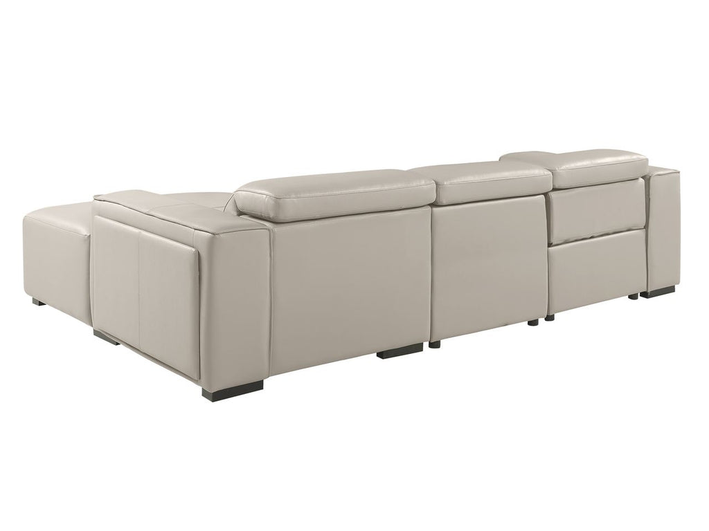 DivanItalia Beige Italian Leather 3-Piece Power Reclining Sectional with Chaise – 1224BG-3PC-CH