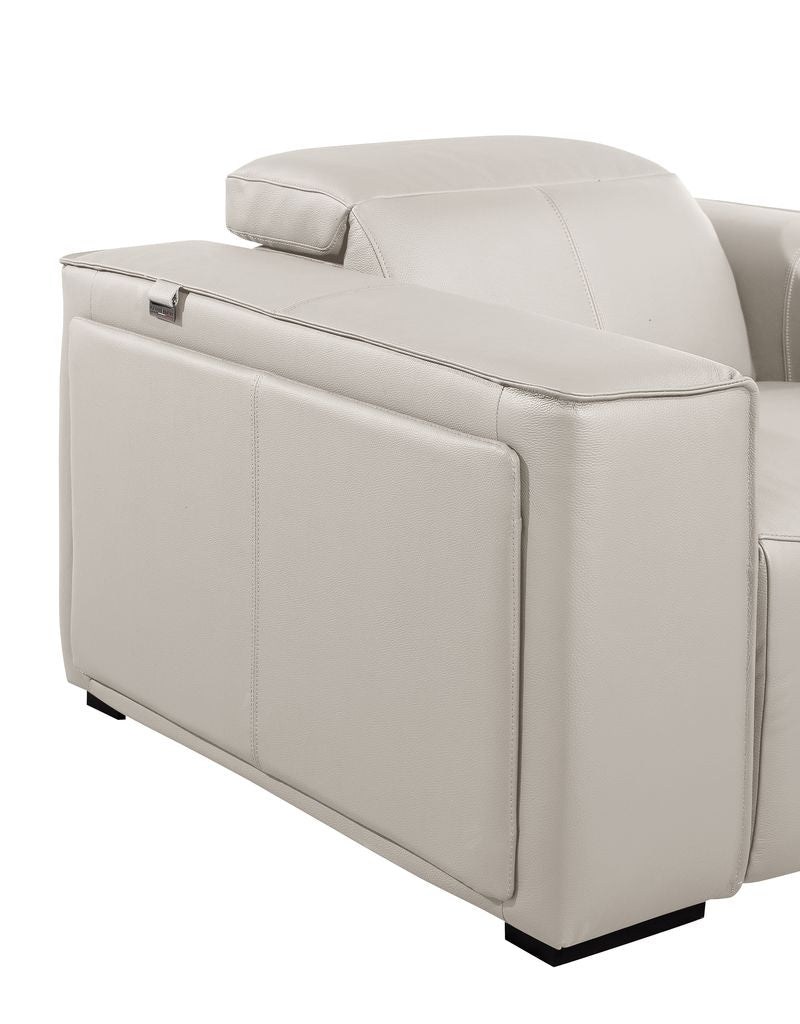 DivanItalia Beige Italian Leather 3-Piece Power Reclining Sectional with Chaise – 1224BG-3PC-CH