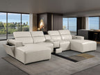 DivanItalia Beige Italian Leather 5-Piece Sectional Sofa with Double Chaise – 1224BG-5PC-2CH