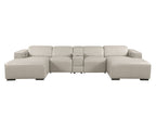 DivanItalia Beige Italian Leather 5-Piece Sectional Sofa with Double Chaise – 1224BG-5PC-2CH