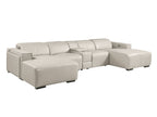 DivanItalia Beige Italian Leather 5-Piece Sectional Sofa with Double Chaise – 1224BG-5PC-2CH