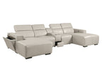 DivanItalia Beige Italian Leather 5-Piece Sectional Sofa with Double Chaise – 1224BG-5PC-2CH