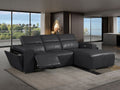 DivanItalia Black Italian Leather 3-Piece Power Reclining Sectional with Chaise – 1224BK-3PC-CH