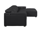 DivanItalia Black Italian Leather 3-Piece Power Reclining Sectional with Chaise – 1224BK-3PC-CH