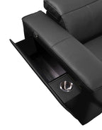 DivanItalia Black Italian Leather 3-Piece Power Reclining Sectional with Chaise – 1224BK-3PC-CH