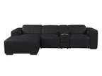 DivanItalia Black Italian Leather 4-Piece Power Reclining Sectional with Chaise – 1224BK-4PC-CH