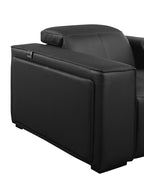 DivanItalia Black Italian Leather 4-Piece Power Reclining Sectional with Chaise – 1224BK-4PC-CH