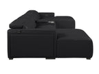 DivanItalia Black Italian Leather 5-Piece Sectional Sofa with Double Chaise – 1224BK-5PC-2CH